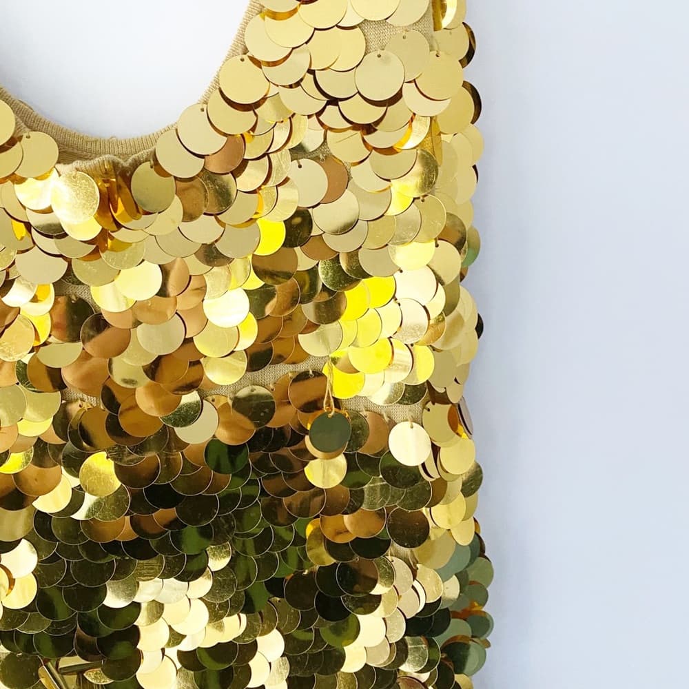 Paris Hilton Gold Sequin Paillettes Gold Dress Y2K Vintage Deadstock - Thumbnail 5