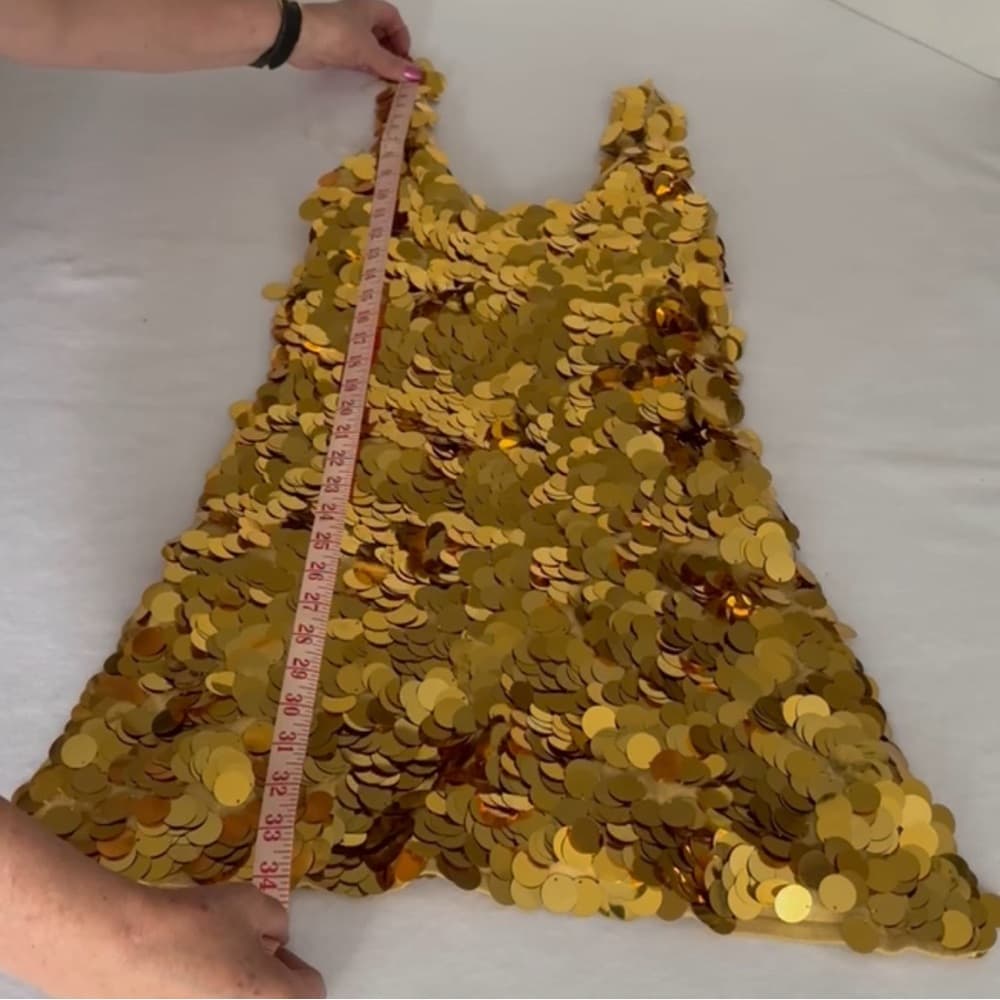 Paris Hilton Gold Sequin Paillettes Gold Dress Y2K Vintage Deadstock - Thumbnail 15