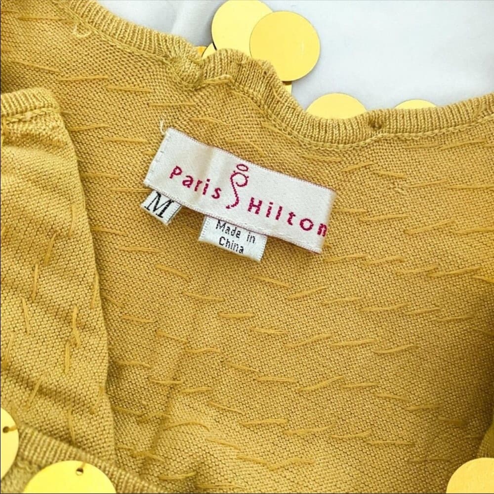 Paris Hilton Gold Sequin Paillettes Gold Dress Y2K Vintage Deadstock - Thumbnail 8
