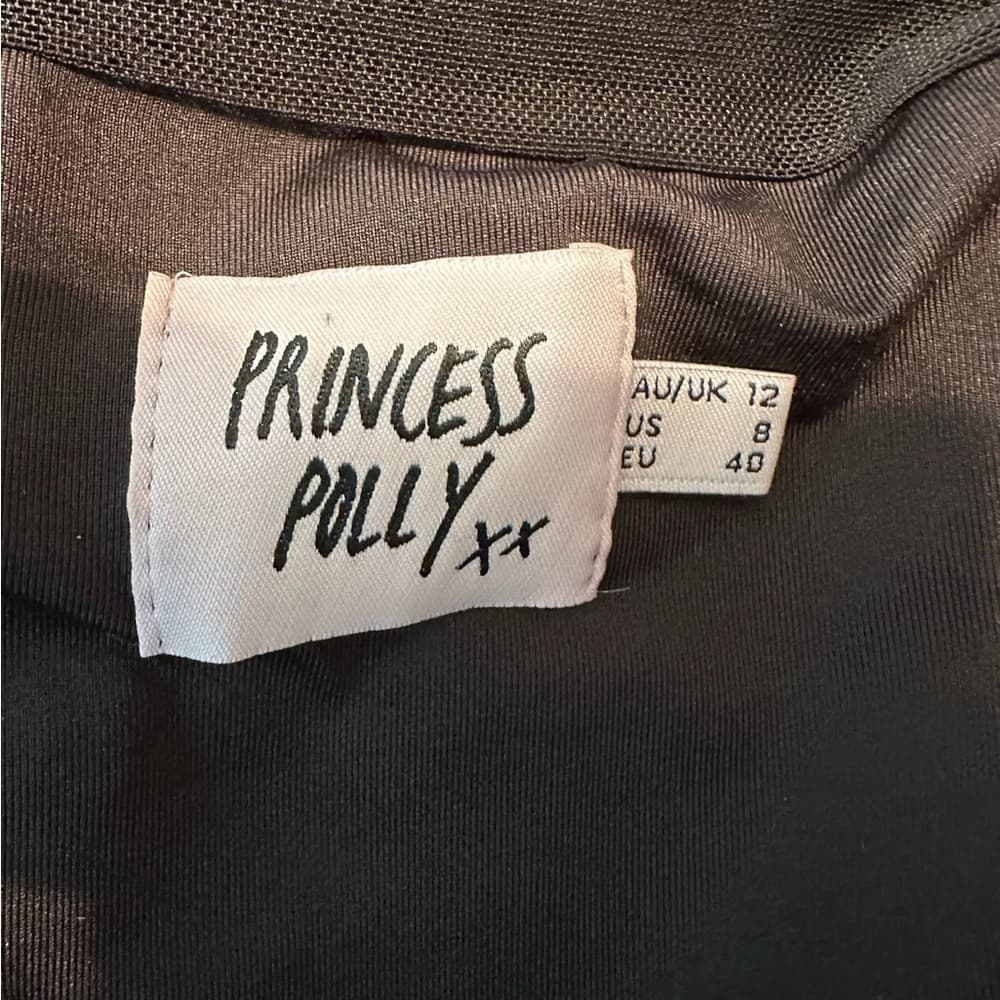 Princess Polly Charvi Mini Dress in Black Mesh Off or On Shoulder in Size US 8 - Thumbnail 11