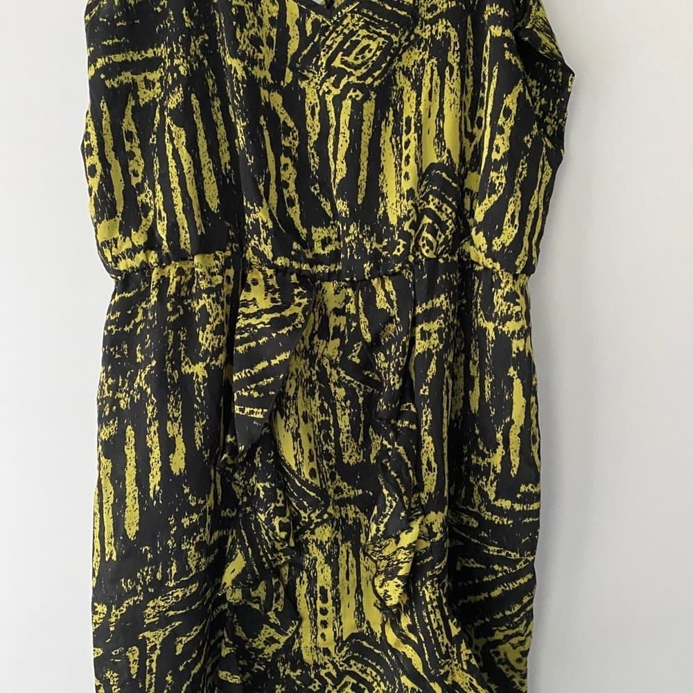 Blue Rain for Francesca’s Black/Yellow Graphic Print Mini Dress Spaghetti Straps - Thumbnail 3