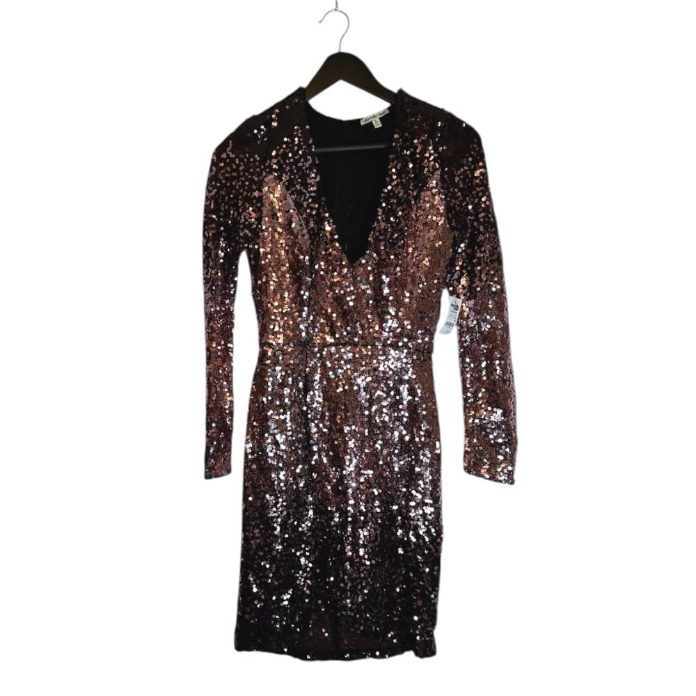 NWT Charlotte Russe Sequin Bodycon Dress Medium Rose Silver Ombré Y2K Sparkle - Thumbnail 7
