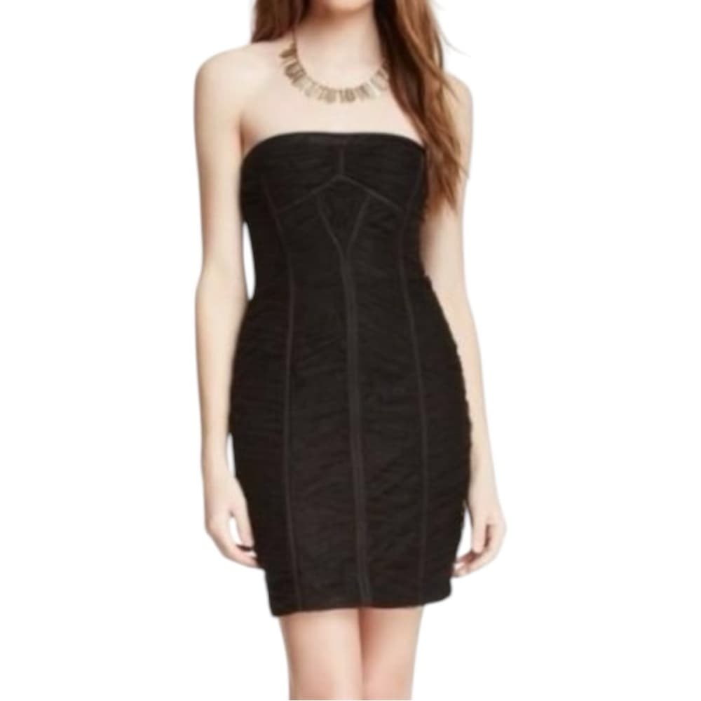NWT BCBGMAXAZRIA Black Strapless Dress Size 2 Mini Corset Mesh Cocktail Y2K - Thumbnail 12
