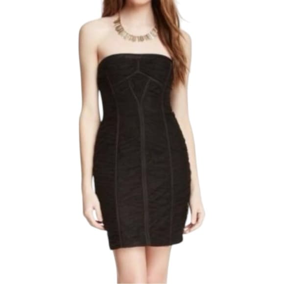 NWT BCBGMAXAZRIA Black Strapless Dress Size 2 Mini Corset Mesh Cocktail Y2K - Thumbnail 13