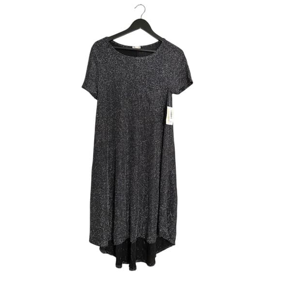 NWT LuLaRoe Carly Black Silver Metallic Shimmer High-Low Dress Holiday Small - Thumbnail 8