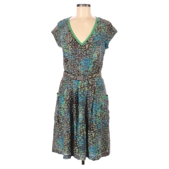 Marc New York Green Multi-Color A-Line Dress - Retro Style, Pockets, Sz 8 A-line - Thumbnail 14