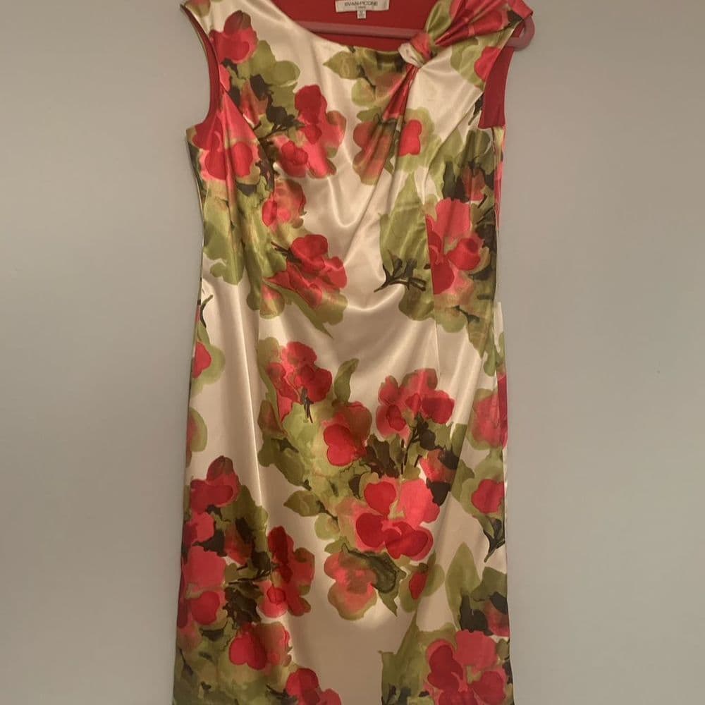 NWT Evan-Picone Floral Sheath Dress Women's Size 12 Knee-Length Sleeveless - Thumbnail 3
