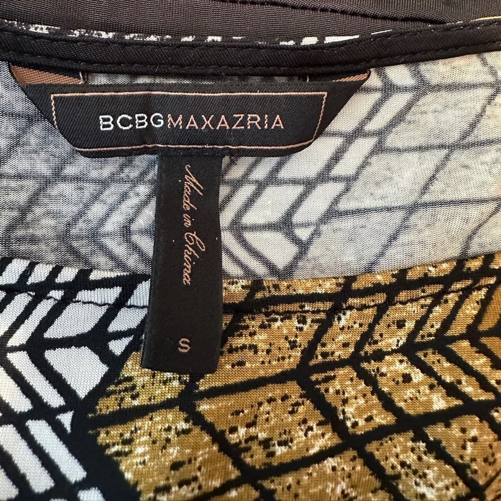 BCBGMaxAzria Black w Multi Color Abstract Print Dress Size Small - Thumbnail 2