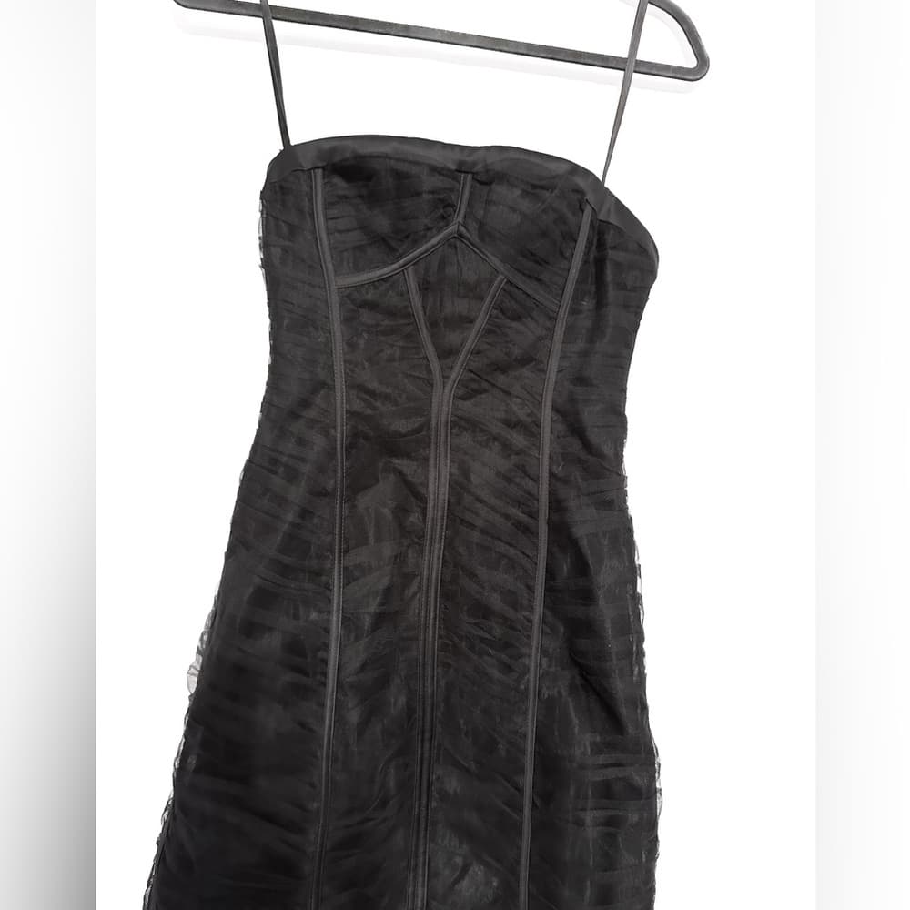 NWT BCBGMAXAZRIA Black Strapless Dress Size 2 Mini Corset Mesh Cocktail Y2K - Thumbnail 9