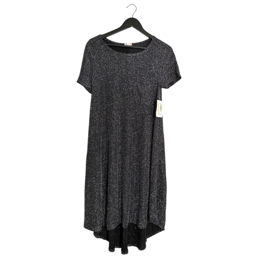 NWT LuLaRoe Carly Black Silver Metallic Shimmer High-Low Dress Holiday Small - Thumbnail 7