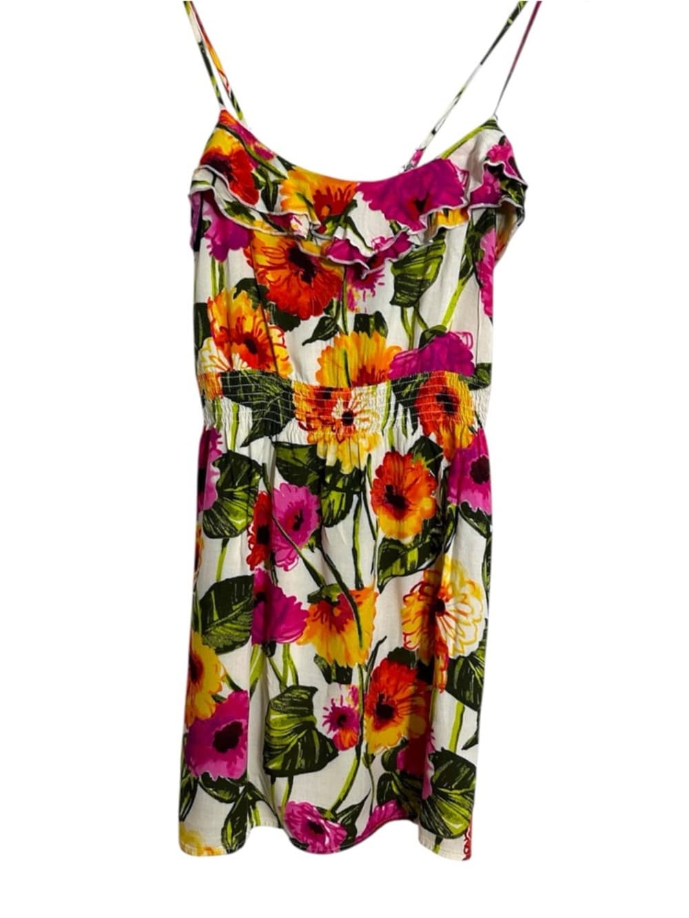 Mimi Chica Floral Ruffle Sundress Cottagecore Summer Mini Dress Medium Resort - Thumbnail 6