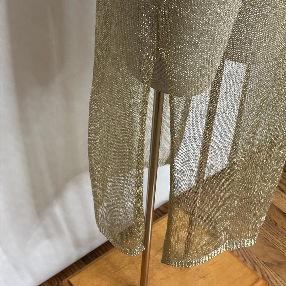 NWT Forever 21 Gold Metallic See Thru Dress Beach Cover Up Medium SEE NOTES - Thumbnail 3
