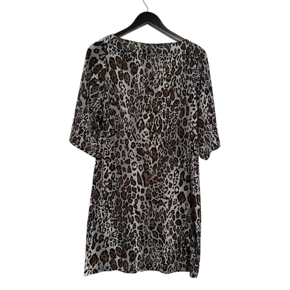MSK Gray Leopard Print Midi Dolman Sleeve Dress Size Medium Animal Print - Thumbnail 8