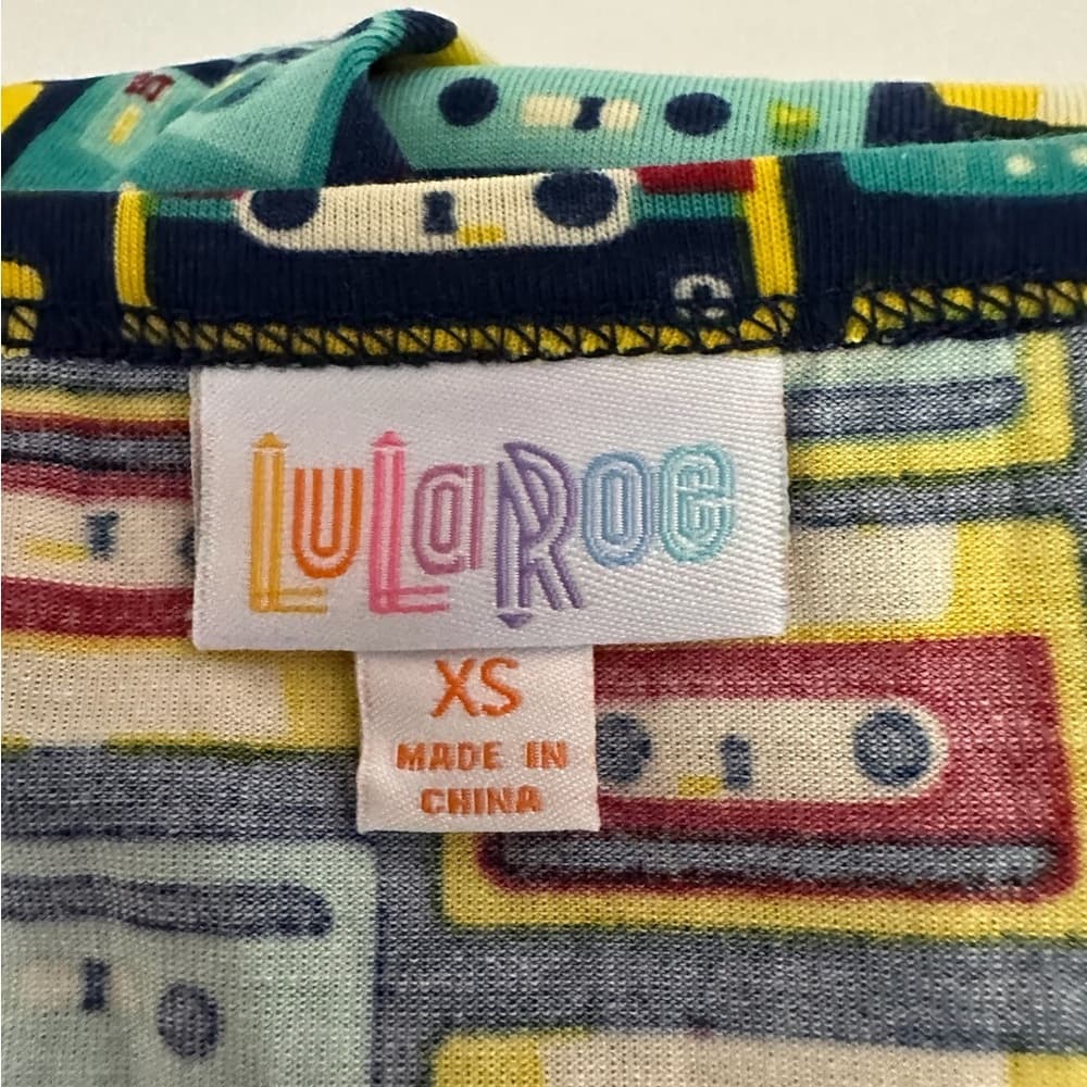 NWT LuLaRoe Nicole Cassette Tape Print Dress Retro Fit & Flare Size XS - Thumbnail 3