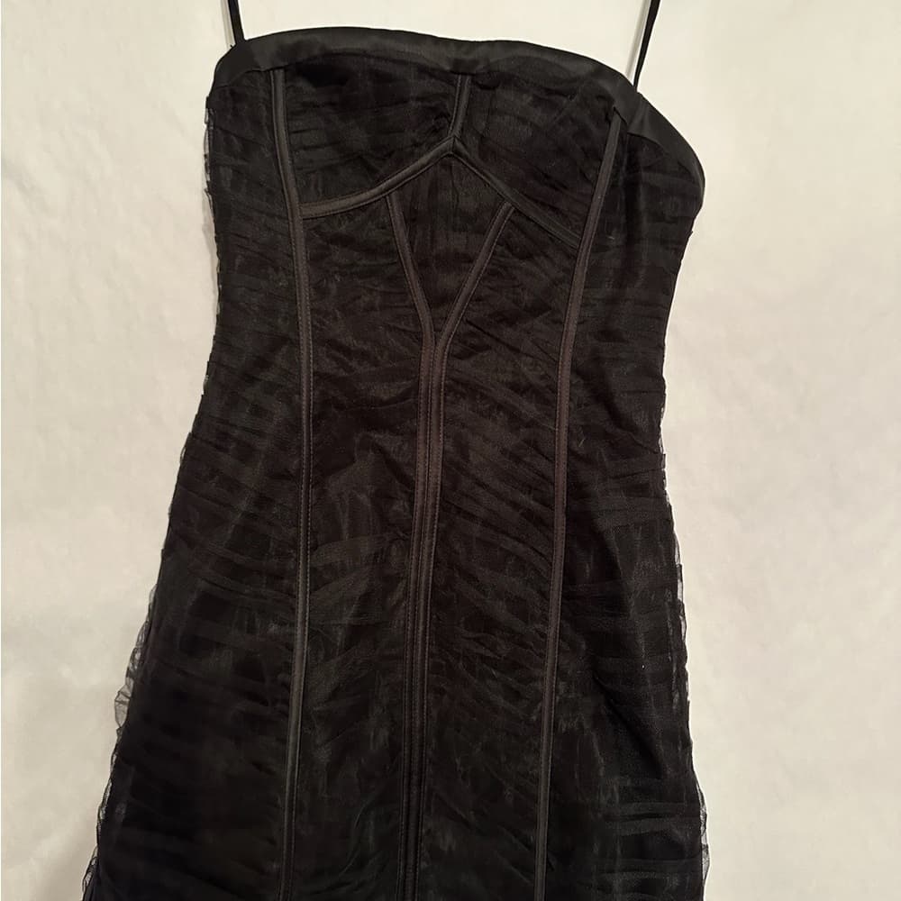 NWT BCBGMAXAZRIA Black Strapless Dress Size 2 Mini Corset Mesh Cocktail Y2K - Thumbnail 10