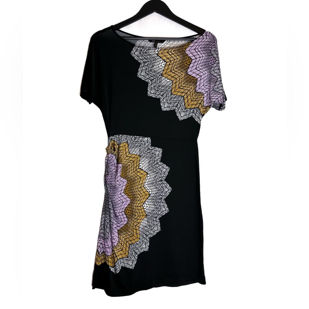 BCBGMaxAzria Black w Multi Color Abstract Print Dress Size Small - Thumbnail 7