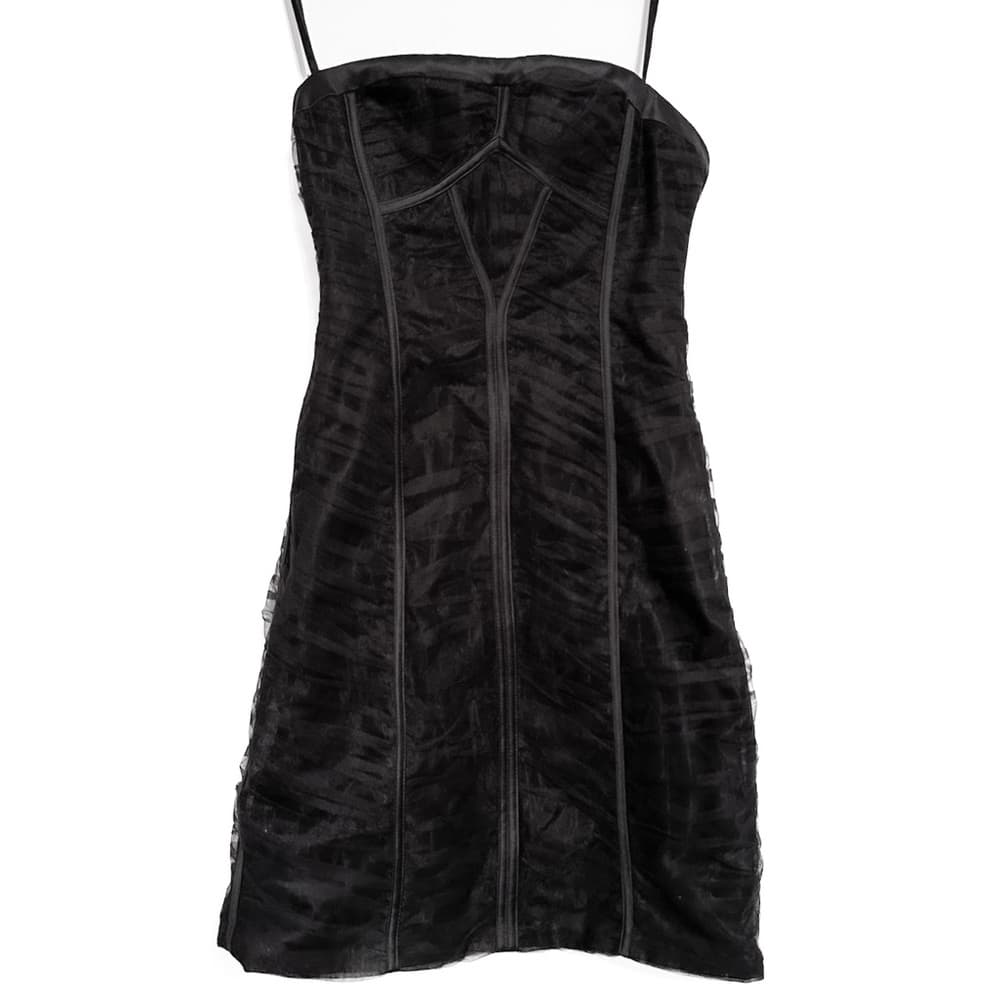 NWT BCBGMAXAZRIA Black Strapless Dress Size 2 Mini Corset Mesh Cocktail Y2K - Thumbnail 11
