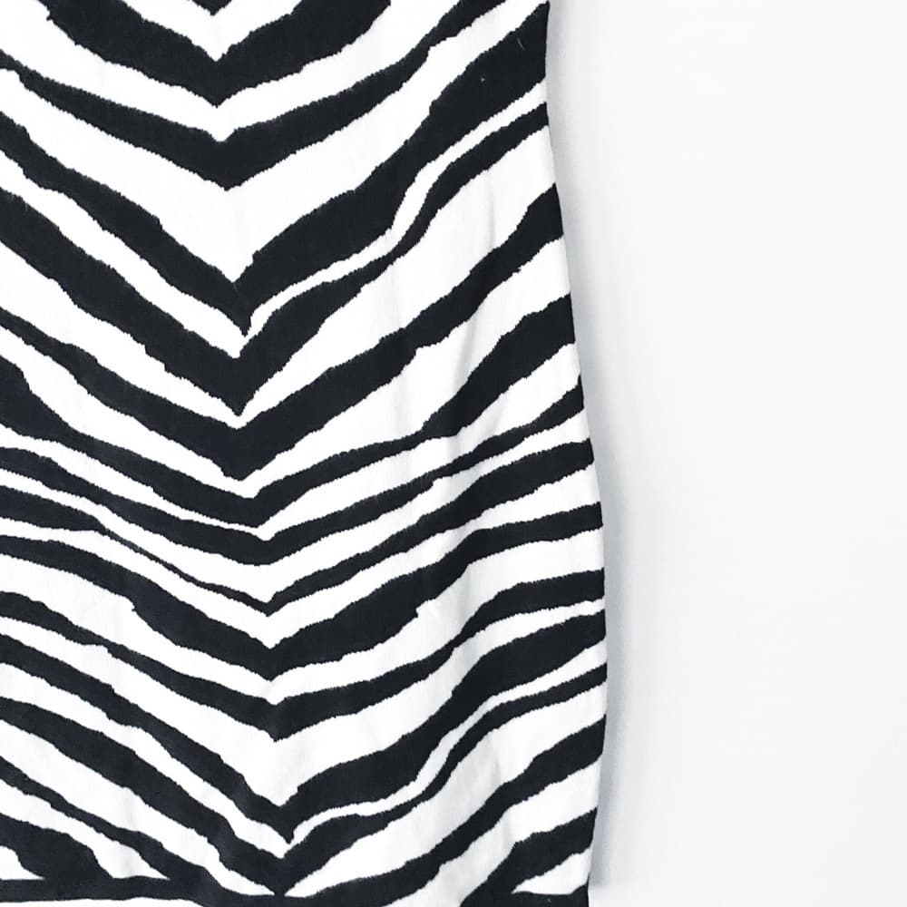 NWT Express Zebra Knit Mini Dress Y2K Bodycon Sleeveless Size Small SEE NOTE - Thumbnail 4