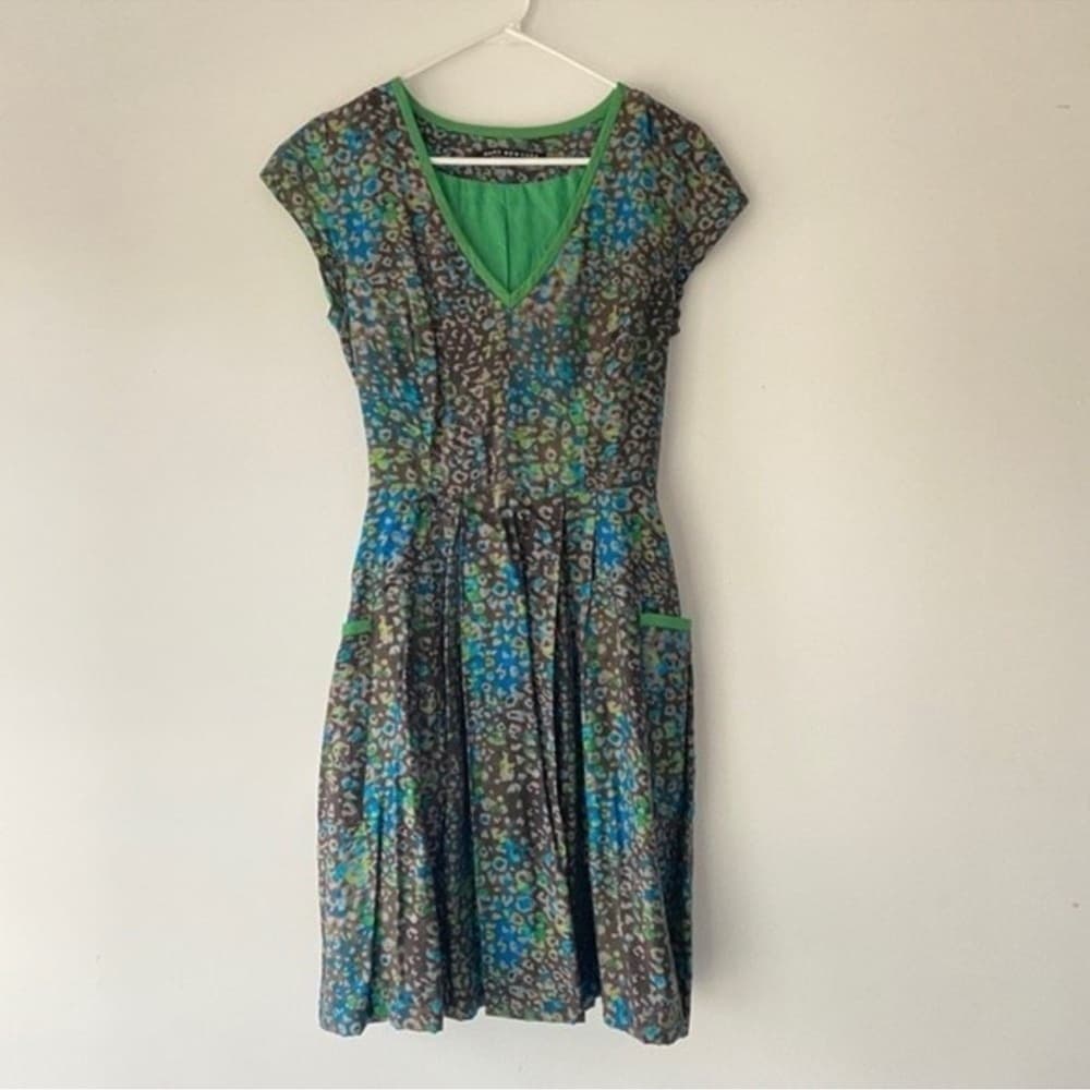 Marc New York Green Multi-Color A-Line Dress - Retro Style, Pockets, Sz 8 A-line - Thumbnail 11