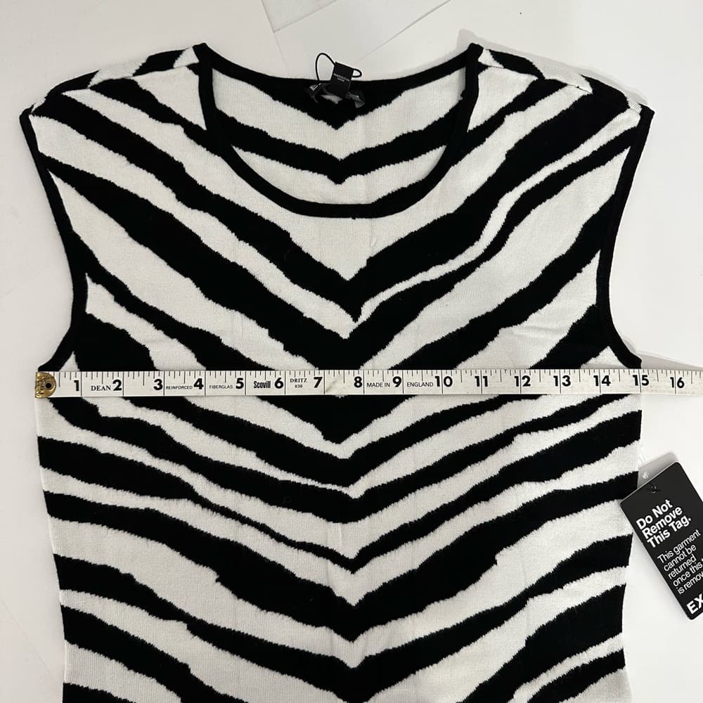 NWT Express Zebra Knit Mini Dress Y2K Bodycon Sleeveless Size Small SEE NOTE - Thumbnail 11