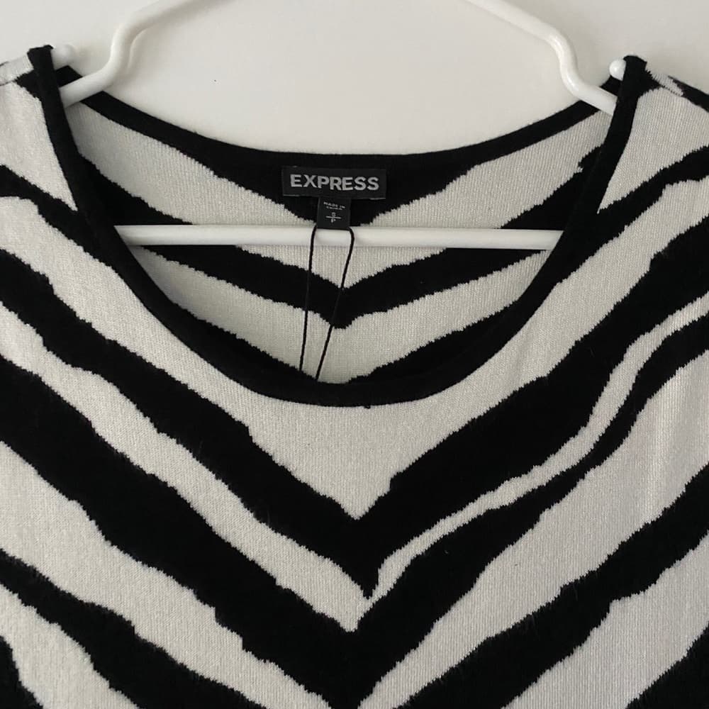 NWT Express Zebra Knit Mini Dress Y2K Bodycon Sleeveless Size Small SEE NOTE - Thumbnail 5