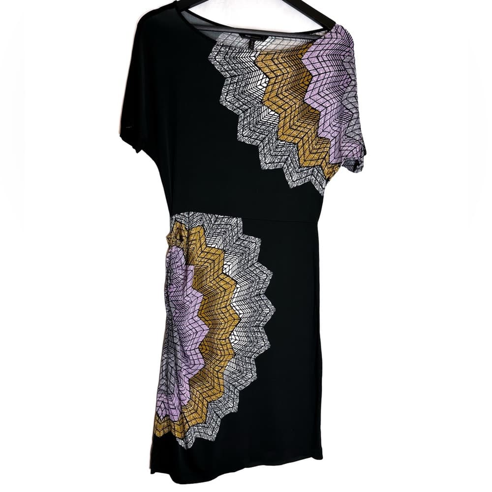 BCBGMaxAzria Black w Multi Color Abstract Print Dress Size Small - Thumbnail 6