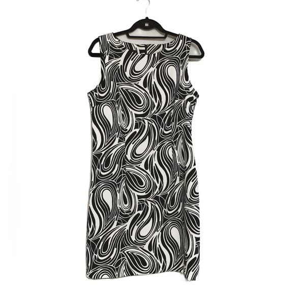 AGB Women's Sheath Dress Size 12 Black White Swirl Print Retro/Vintage-Looking - Thumbnail 13