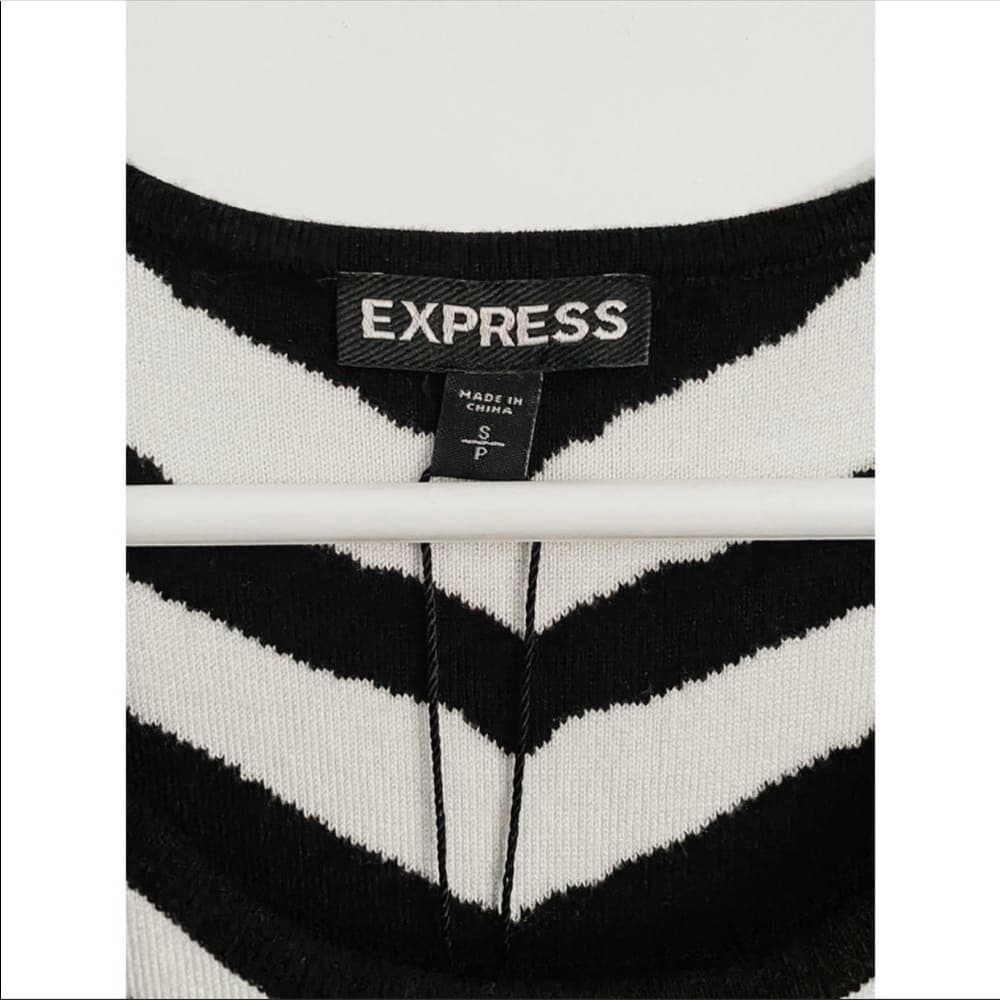 NWT Express Zebra Knit Mini Dress Y2K Bodycon Sleeveless Size Small SEE NOTE - Thumbnail 2