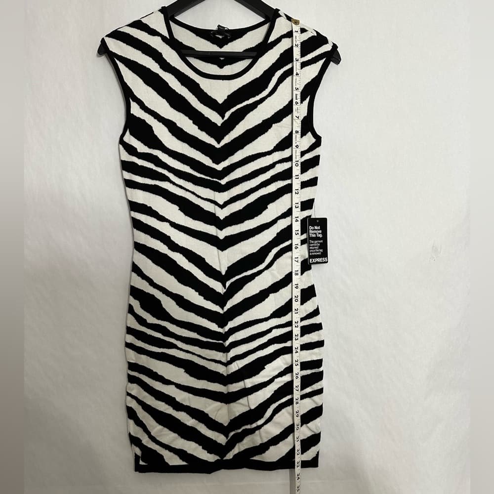 NWT Express Zebra Knit Mini Dress Y2K Bodycon Sleeveless Size Small SEE NOTE - Thumbnail 14