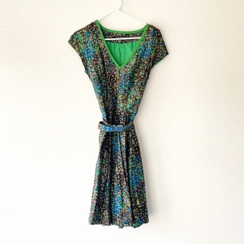 Marc New York Green Multi-Color A-Line Dress - Retro Style, Pockets, Sz 8 A-line - Thumbnail 2