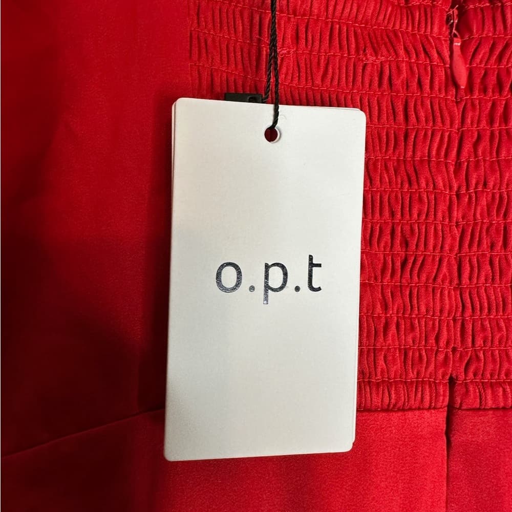 NWT O.P.T. x Revolve Red Midi Dress Side Thigh Slit Size Medium Valentine’s Day - Thumbnail 5
