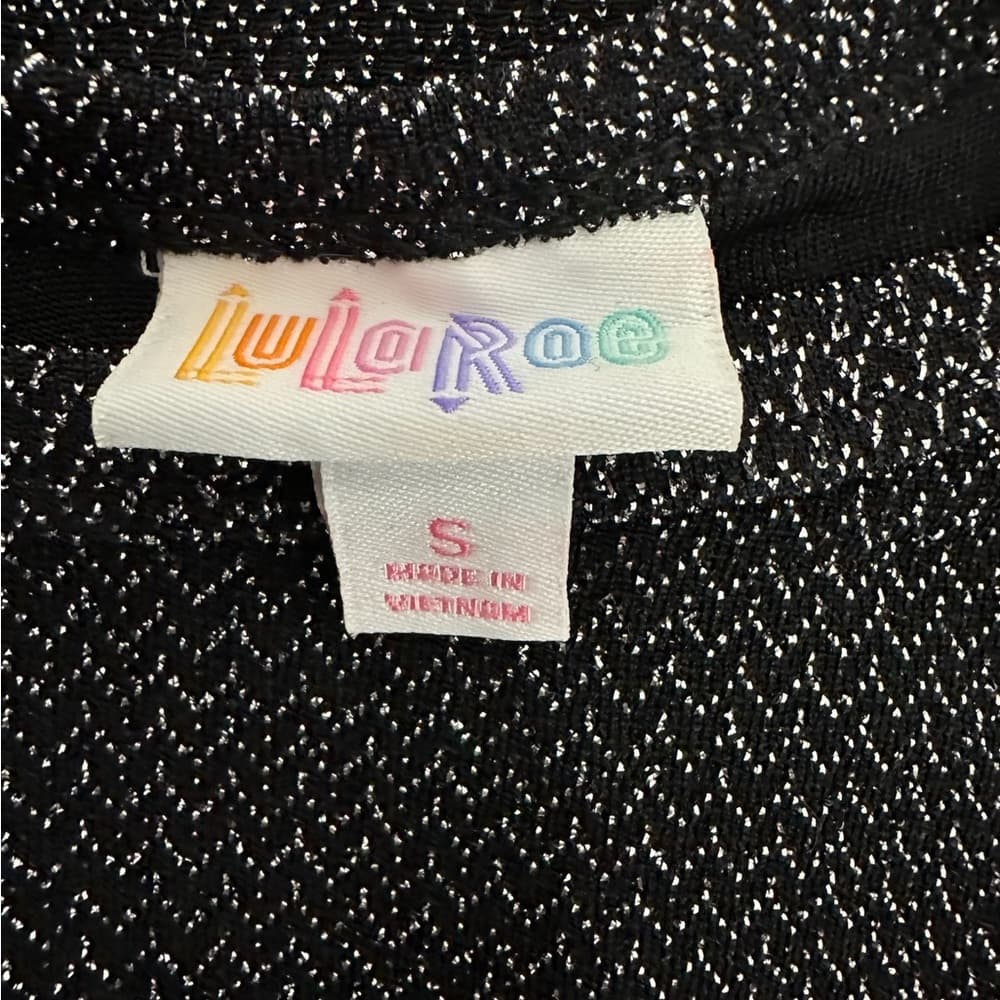NWT LuLaRoe Carly Black Silver Metallic Shimmer High-Low Dress Holiday Small - Thumbnail 2