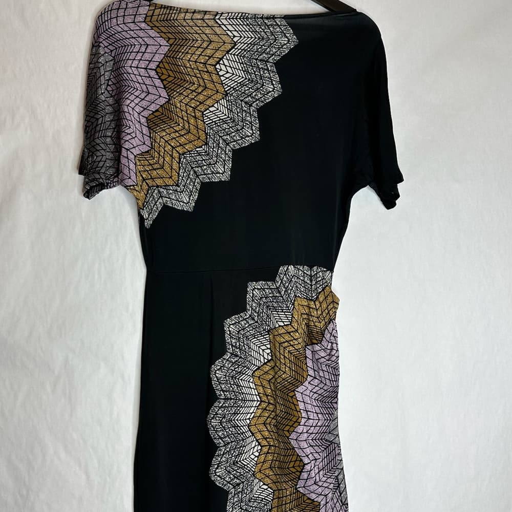BCBGMaxAzria Black w Multi Color Abstract Print Dress Size Small - Thumbnail 4