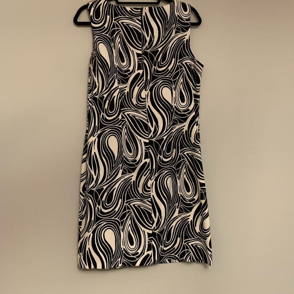 AGB Women's Sheath Dress Size 12 Black White Swirl Print Retro/Vintage-Looking - Thumbnail 6