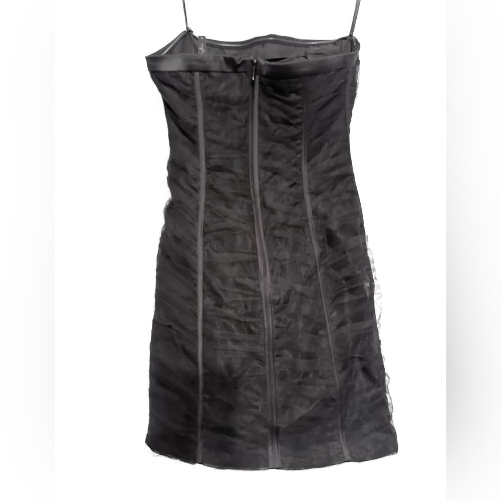 NWT BCBGMAXAZRIA Black Strapless Dress Size 2 Mini Corset Mesh Cocktail Y2K - Thumbnail 7