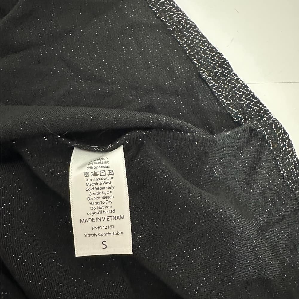 NWT LuLaRoe Carly Black Silver Metallic Shimmer High-Low Dress Holiday Small - Thumbnail 3