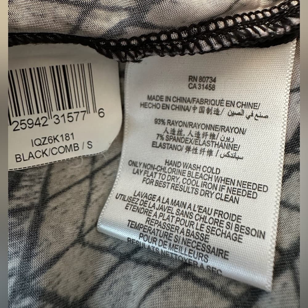 BCBGMaxAzria Black w Multi Color Abstract Print Dress Size Small