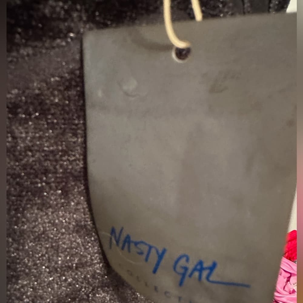 NWT Nasty Gal Collection Black Mesh Velvet Burnout Halter Midi Dress Size Medium - Thumbnail 8
