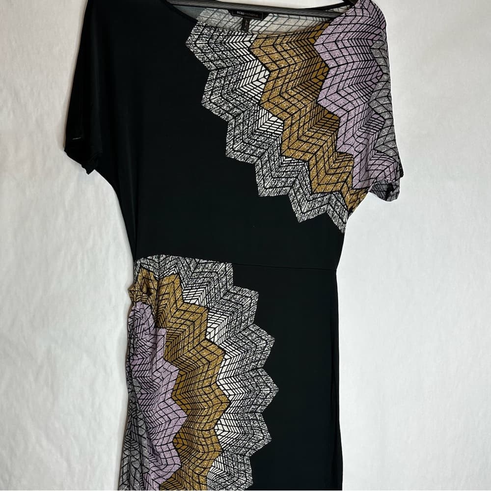 BCBGMaxAzria Black w Multi Color Abstract Print Dress Size Small - Thumbnail 8