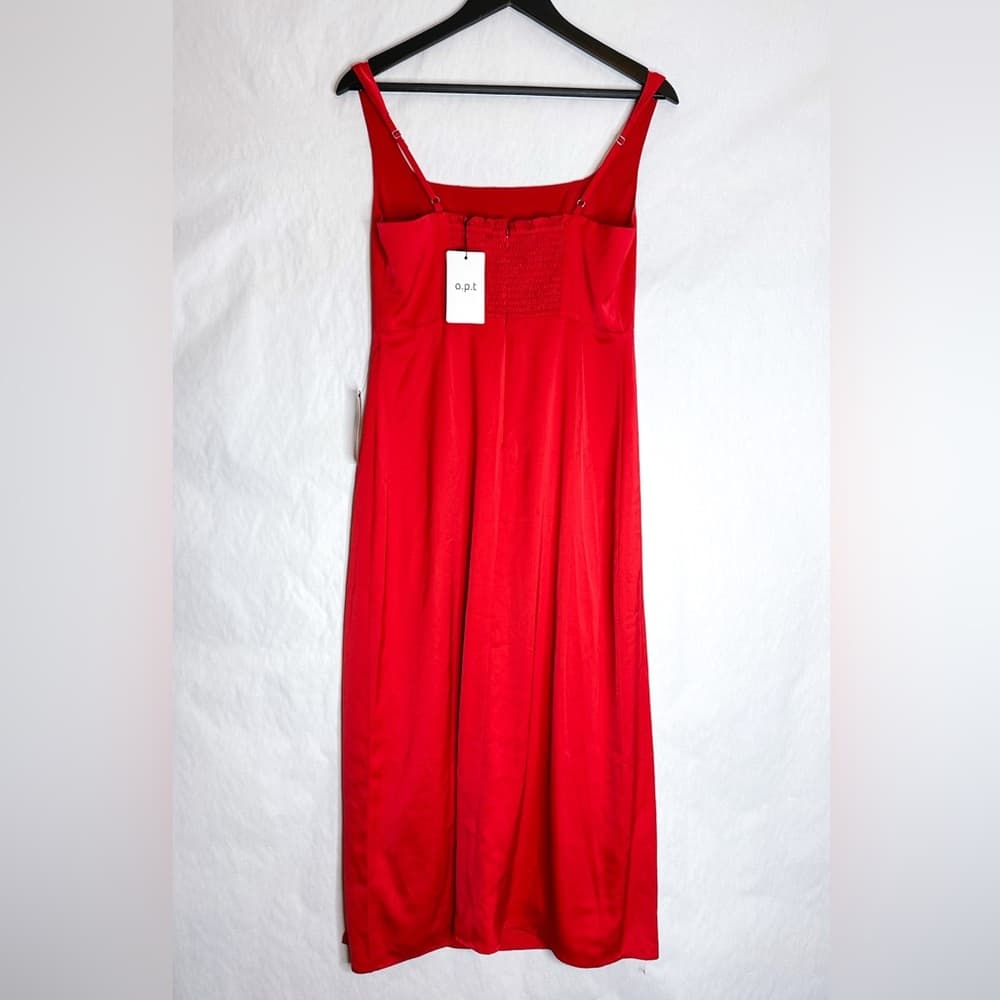 NWT O.P.T. x Revolve Red Midi Dress Side Thigh Slit Size Medium Valentine’s Day - Thumbnail 3