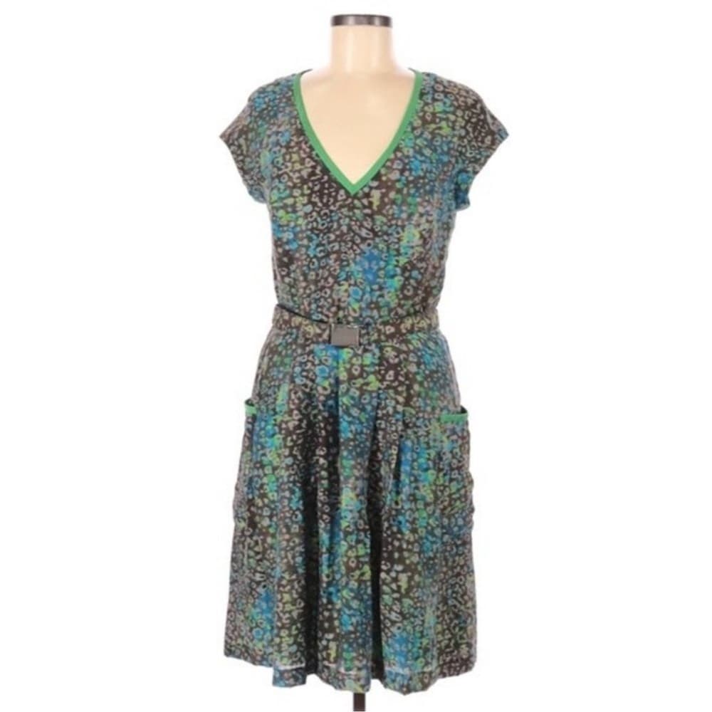 Marc New York Green Multi-Color A-Line Dress - Retro Style, Pockets, Sz 8 A-line - Thumbnail 10