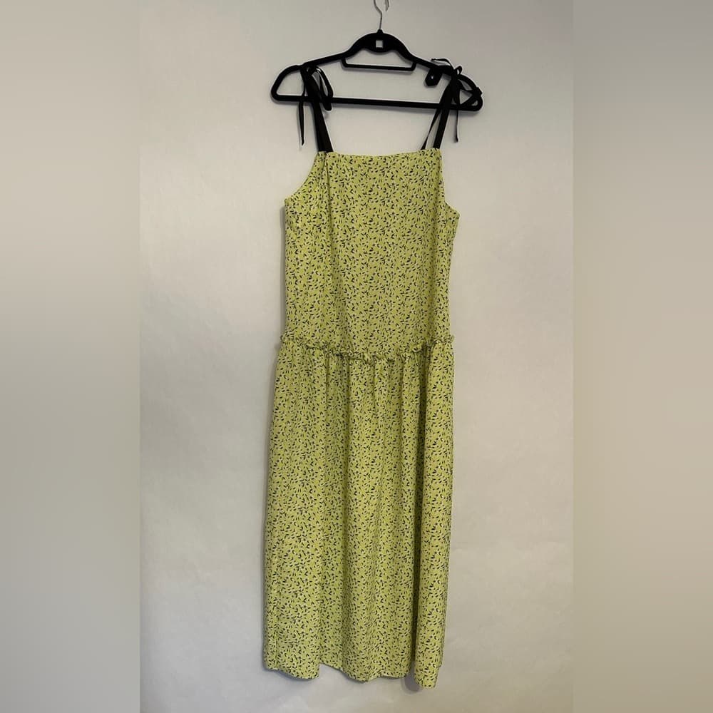 NWT Topshop Floral Print Drop Waist MIDI Dress, Size 6 US Women’s “Lime” Color - Thumbnail 13