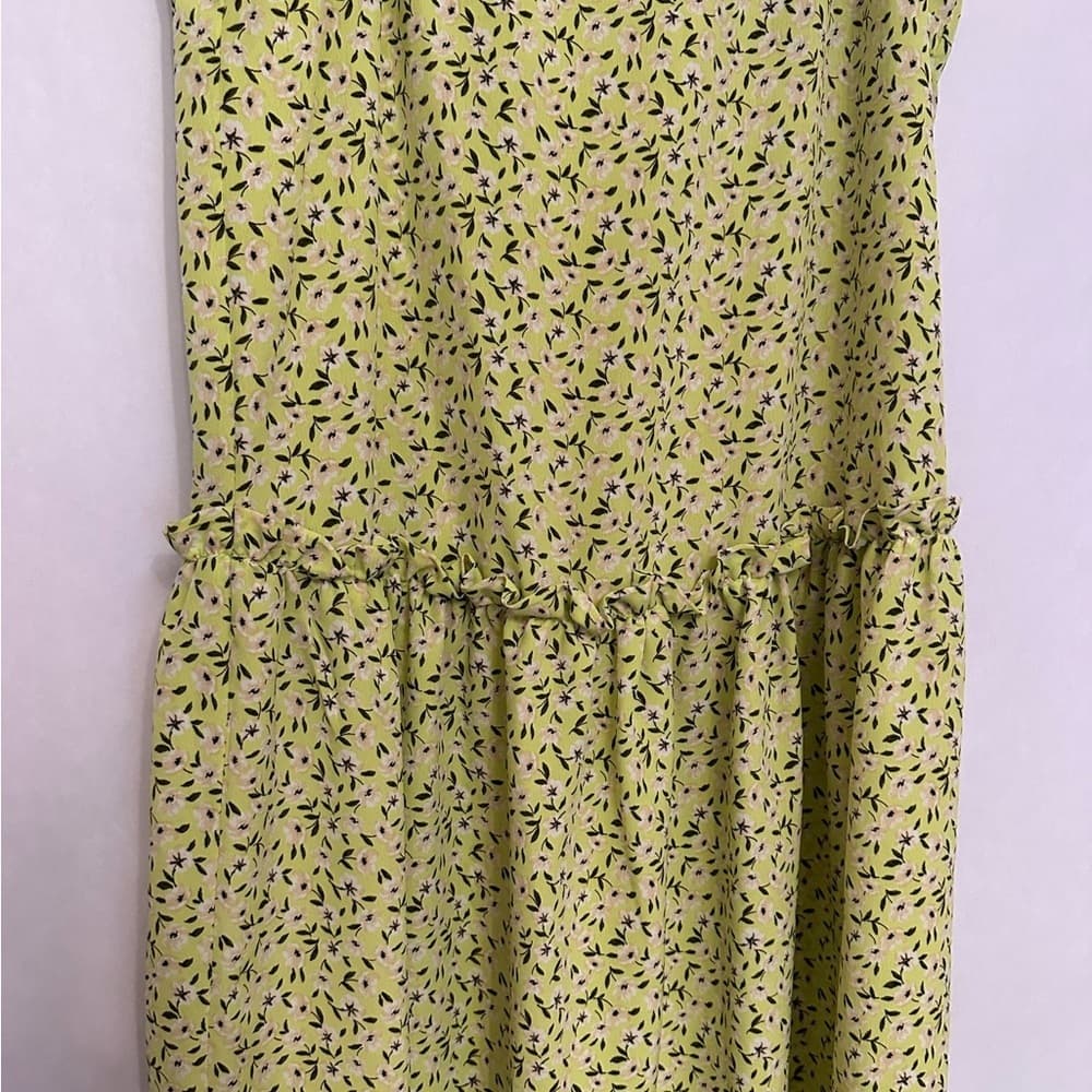 NWT Topshop Floral Print Drop Waist MIDI Dress, Size 6 US Women’s “Lime” Color - Thumbnail 9