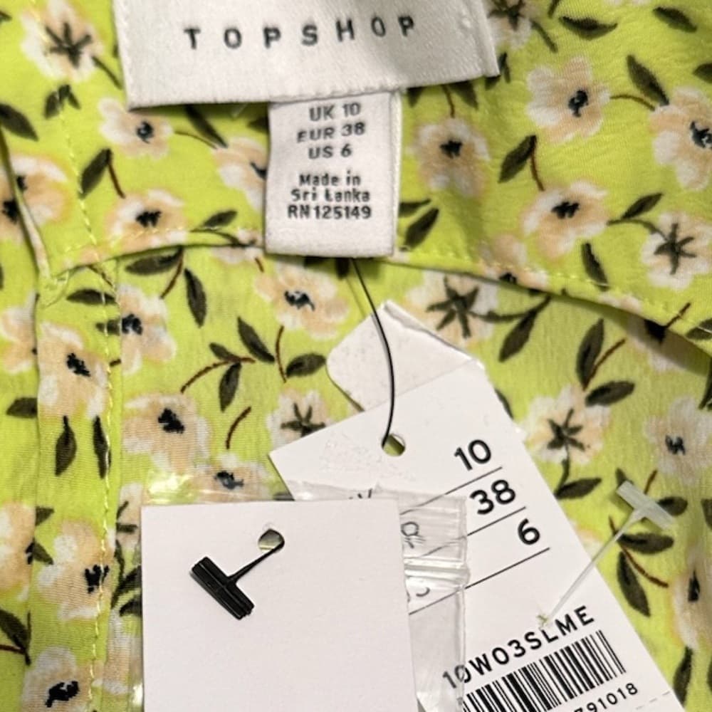 NWT Topshop Floral Print Drop Waist MIDI Dress, Size 6 US Women’s “Lime” Color - Thumbnail 11