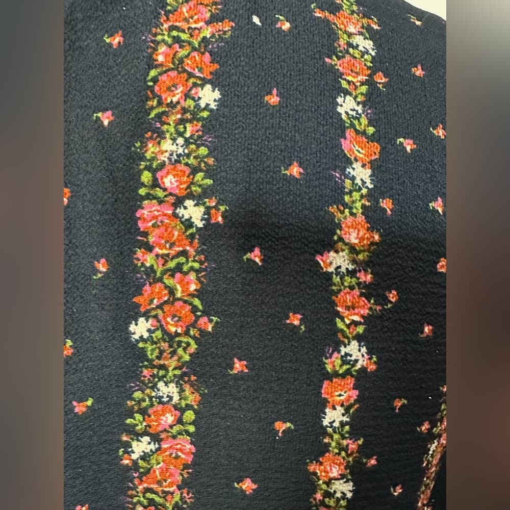 NEW BCBGeneration Navy Floral Ruched Midi Dress Romantic Cottagecore Size XL - Thumbnail 3
