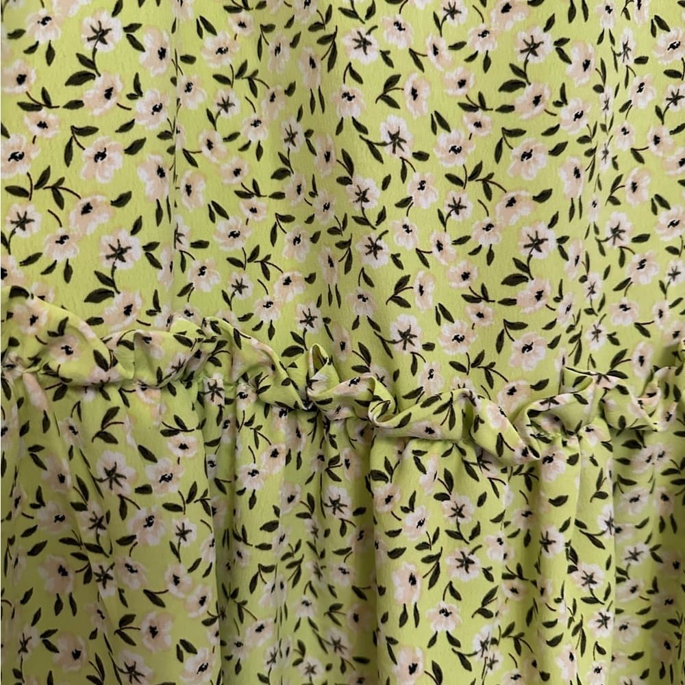 NWT Topshop Floral Print Drop Waist MIDI Dress, Size 6 US Women’s “Lime” Color - Thumbnail 7