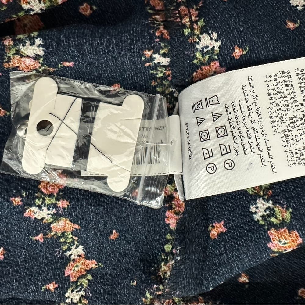 NEW BCBGeneration Navy Floral Ruched Midi Dress Romantic Cottagecore Size XL - Thumbnail 4