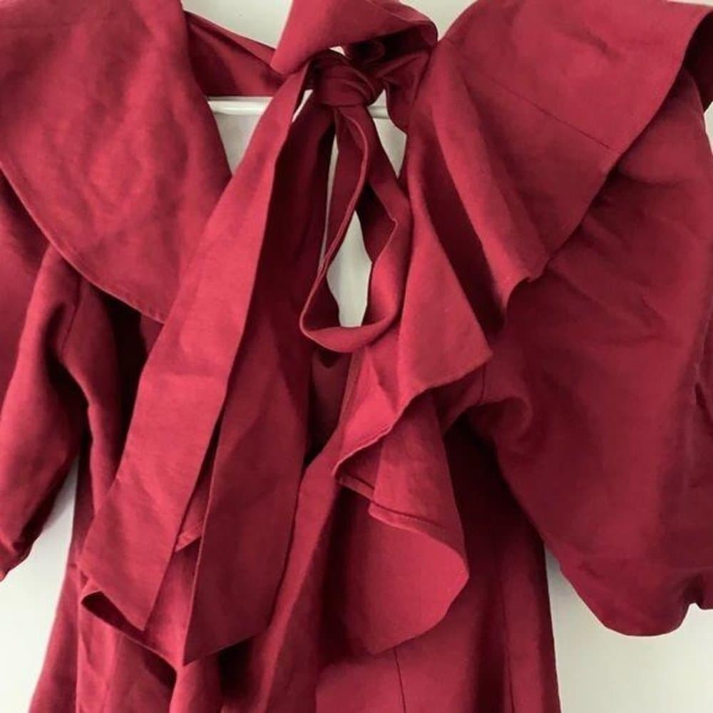 C/MEO Collective New Places Berry Dress Ruffle Neckline, Short Balloon Sleeves - Thumbnail 12