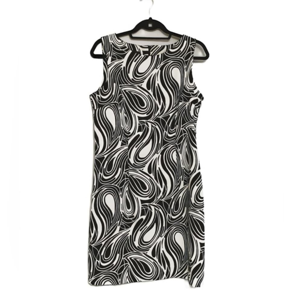 AGB Women's Sheath Dress Size 12 Black White Swirl Print Retro/Vintage-Looking - Thumbnail 12