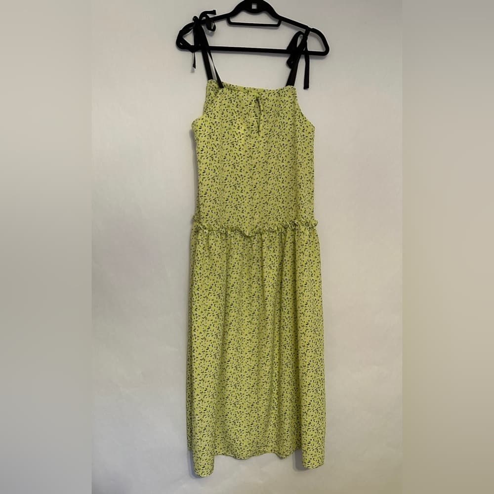 NWT Topshop Floral Print Drop Waist MIDI Dress, Size 6 US Women’s “Lime” Color - Thumbnail 12